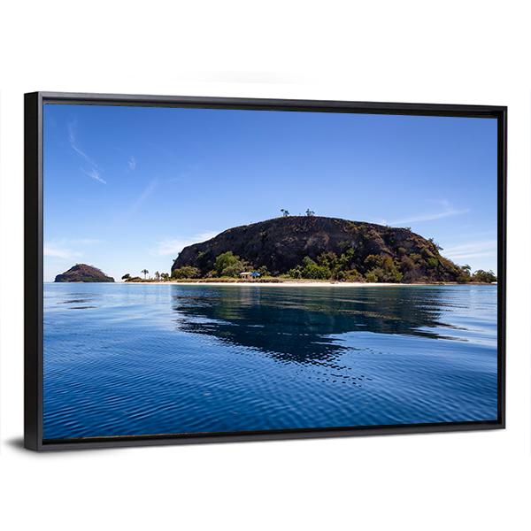 Tropical Island And Small Beach Canvas Wall Art-3 Horizontal-Gallery Wrap-25" x 16"-Tiaracle