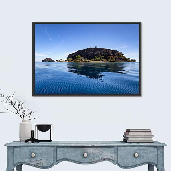 Tropical Island And Small Beach Canvas Wall Art-3 Horizontal-Gallery Wrap-25" x 16"-Tiaracle