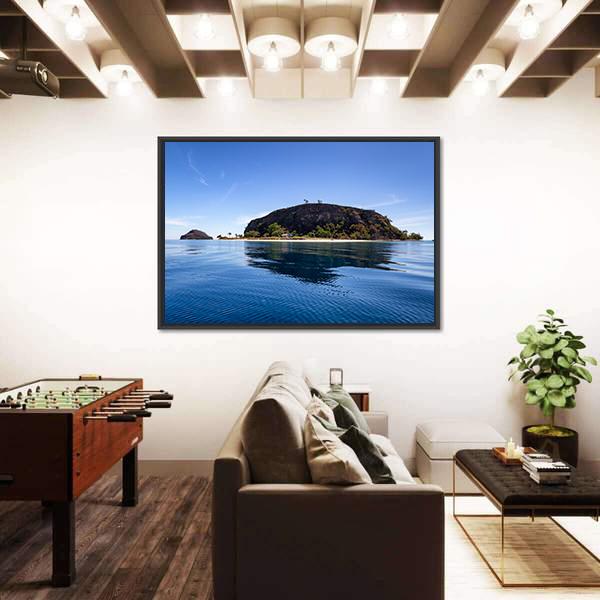 Tropical Island And Small Beach Canvas Wall Art-3 Horizontal-Gallery Wrap-25" x 16"-Tiaracle