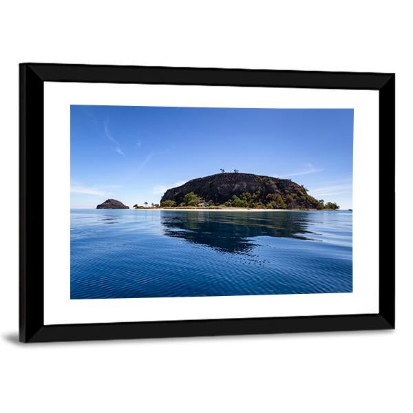 Tropical Island And Small Beach Canvas Wall Art-3 Horizontal-Gallery Wrap-25" x 16"-Tiaracle