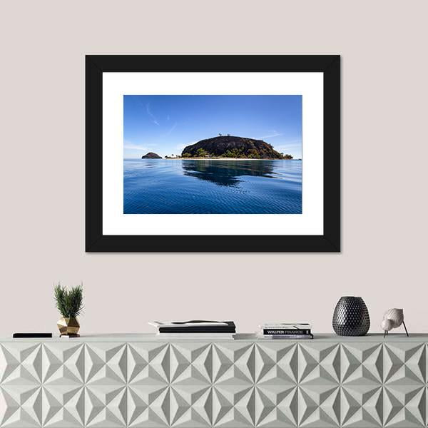 Tropical Island And Small Beach Canvas Wall Art-3 Horizontal-Gallery Wrap-25" x 16"-Tiaracle