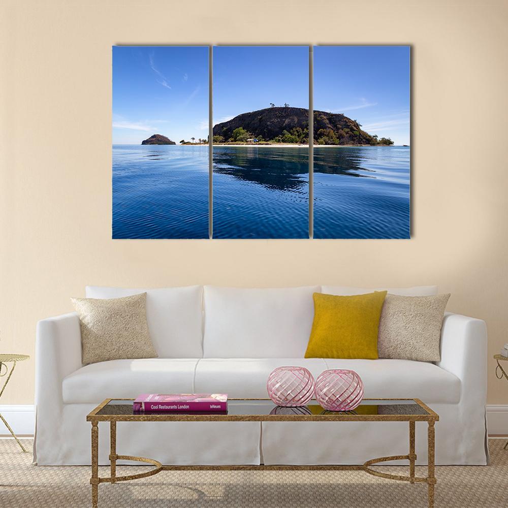 Tropical Island And Small Beach Canvas Wall Art-3 Horizontal-Gallery Wrap-37" x 24"-Tiaracle