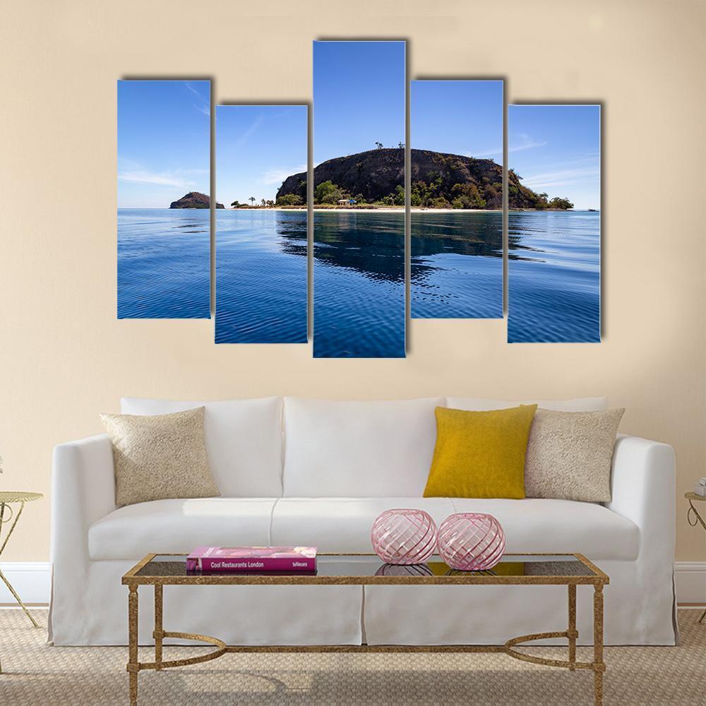 Tropical Island And Small Beach Canvas Wall Art-5 Pop-Gallery Wrap-47" x 32"-Tiaracle