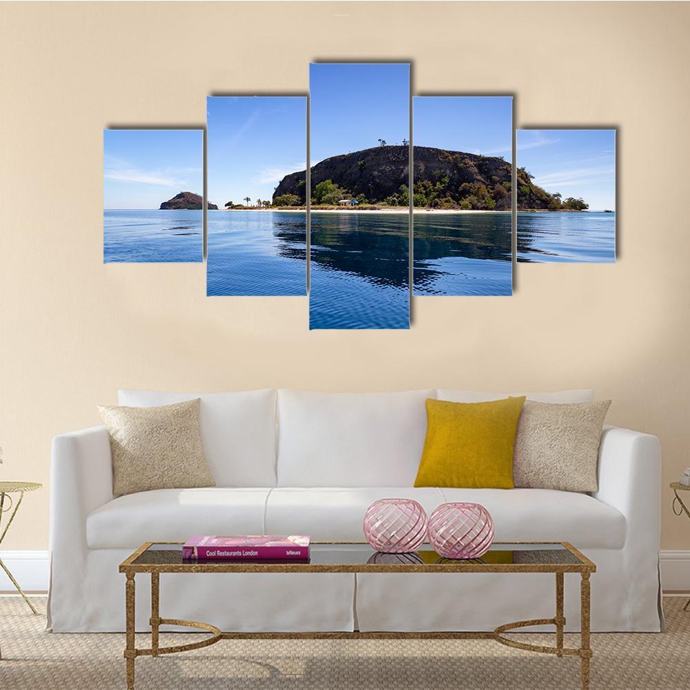 Tropical Island And Small Beach Canvas Wall Art-5 Star-Gallery Wrap-62" x 32"-Tiaracle