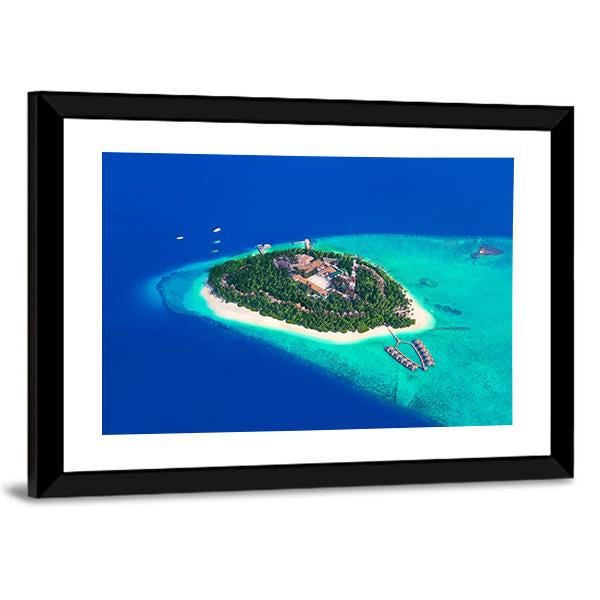 Tropical Island At Maldives Panoramic Canvas Wall Art-1 Piece-36" x 12"-Tiaracle