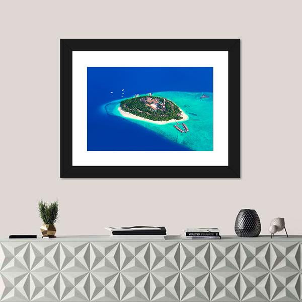 Tropical Island At Maldives Panoramic Canvas Wall Art-1 Piece-36" x 12"-Tiaracle