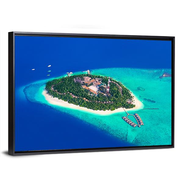 Tropical Island At Maldives Panoramic Canvas Wall Art-1 Piece-36" x 12"-Tiaracle