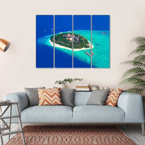 Tropical Island At Maldives View Canvas Wall Art-1 Piece-Gallery Wrap-36" x 24"-Tiaracle