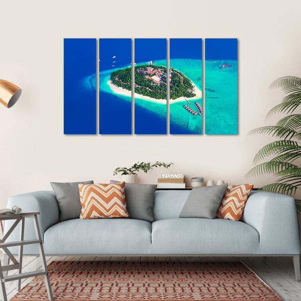 Tropical Island At Maldives View Canvas Wall Art-5 Horizontal-Gallery Wrap-22" x 12"-Tiaracle