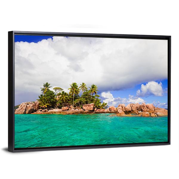 Tropical Island At Seychelles Canvas Wall Art-3 Horizontal-Gallery Wrap-25" x 16"-Tiaracle