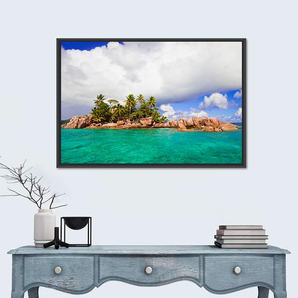 Tropical Island At Seychelles Canvas Wall Art-3 Horizontal-Gallery Wrap-25" x 16"-Tiaracle