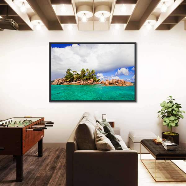 Tropical Island At Seychelles Canvas Wall Art-3 Horizontal-Gallery Wrap-25" x 16"-Tiaracle