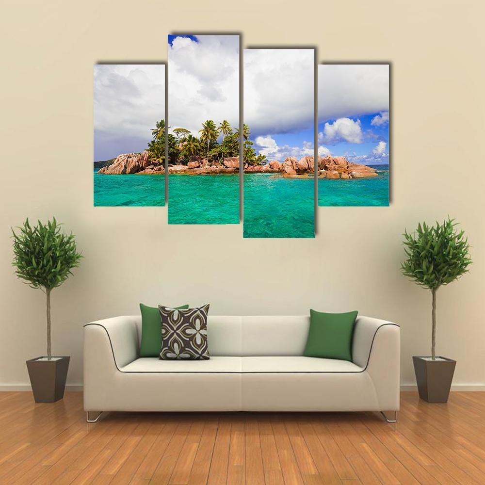 Tropical Island At Seychelles Canvas Wall Art-4 Pop-Gallery Wrap-50" x 32"-Tiaracle