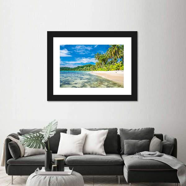 Tropical Island Beach In Koh Kood Canvas Wall Art-1 Piece-Framed Print-20" x 16"-Tiaracle