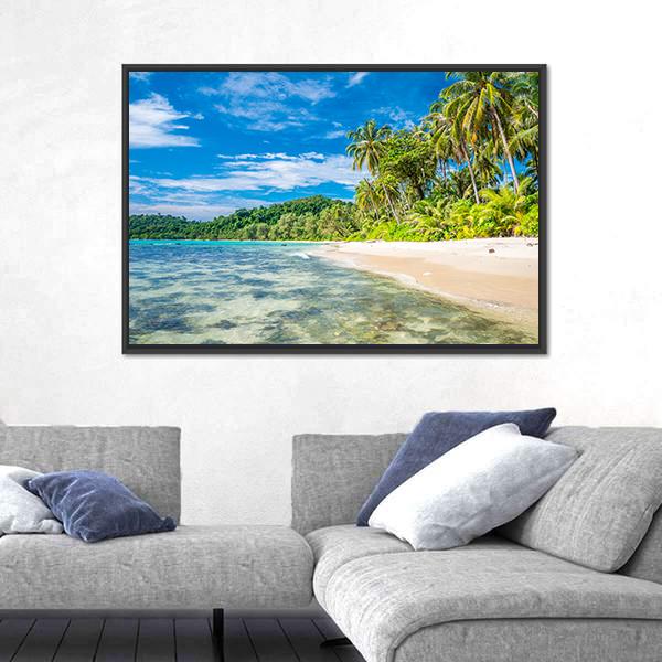 Tropical Island Beach In Koh Kood Canvas Wall Art-1 Piece-Floating Frame-24" x 16"-Tiaracle