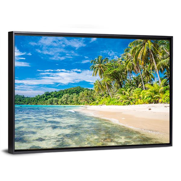 Tropical Island Beach In Koh Kood Canvas Wall Art-3 Horizontal-Gallery Wrap-25" x 16"-Tiaracle