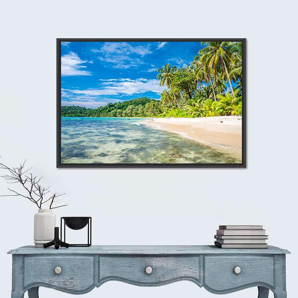 Tropical Island Beach In Koh Kood Canvas Wall Art-3 Horizontal-Gallery Wrap-25" x 16"-Tiaracle