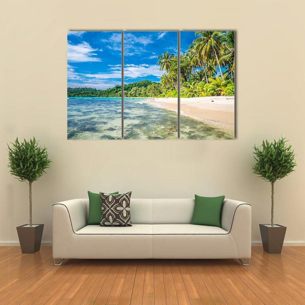 Tropical Island Beach In Koh Kood Canvas Wall Art-3 Horizontal-Gallery Wrap-37" x 24"-Tiaracle