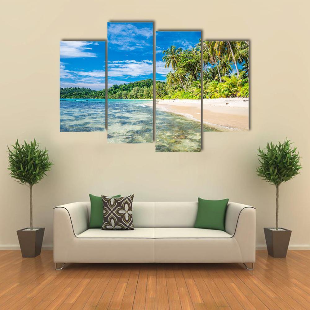 Tropical Island Beach In Koh Kood Canvas Wall Art-4 Pop-Gallery Wrap-50" x 32"-Tiaracle