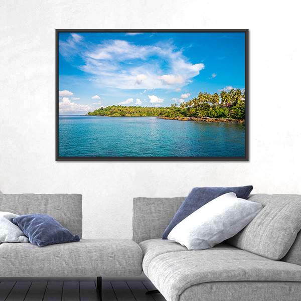 Tropical Island Beach Koh Kood Canvas Wall Art-1 Piece-Floating Frame-24" x 16"-Tiaracle