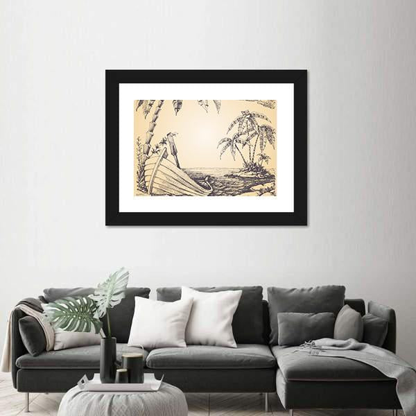 Tropical Island Canvas Wall Art-1 Piece-Framed Print-20&quot; x 16&quot;-Tiaracle