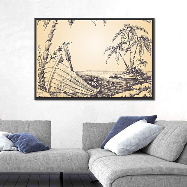 Tropical Island Canvas Wall Art-1 Piece-Floating Frame-24&quot; x 16&quot;-Tiaracle