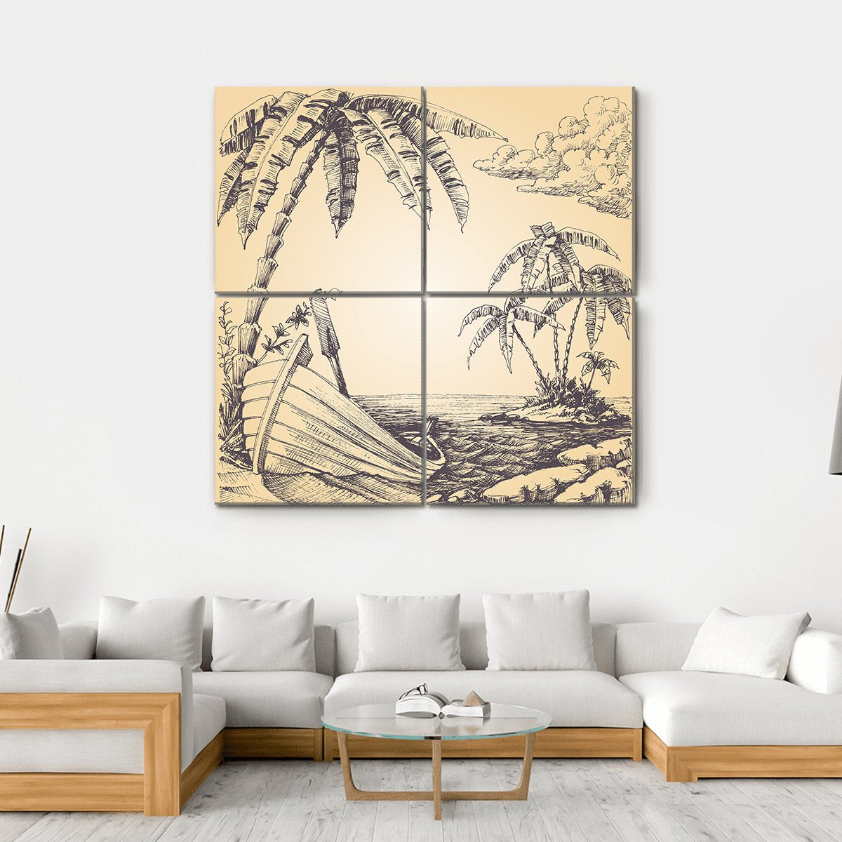 Tropical Island Canvas Wall Art-4 Square-Gallery Wrap-17" x 17"-Tiaracle
