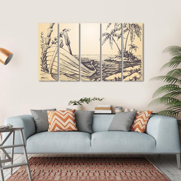 Tropical Island Canvas Wall Art-5 Horizontal-Gallery Wrap-22" x 12"-Tiaracle