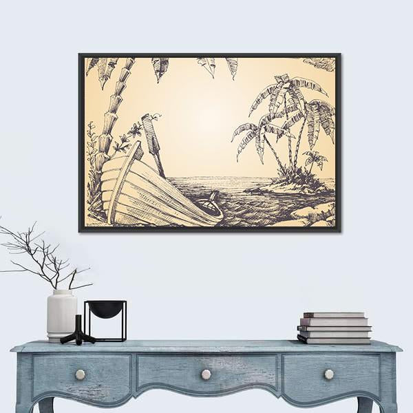 Tropical Island Canvas Wall Art-5 Horizontal-Gallery Wrap-22" x 12"-Tiaracle