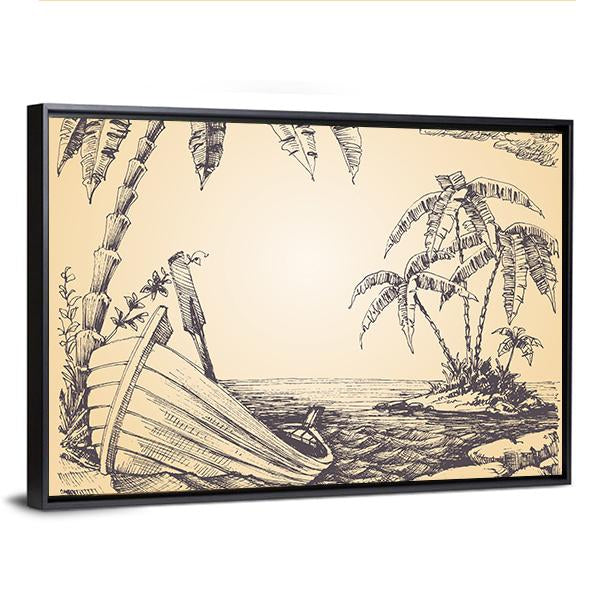 Tropical Island Canvas Wall Art-5 Horizontal-Gallery Wrap-22" x 12"-Tiaracle