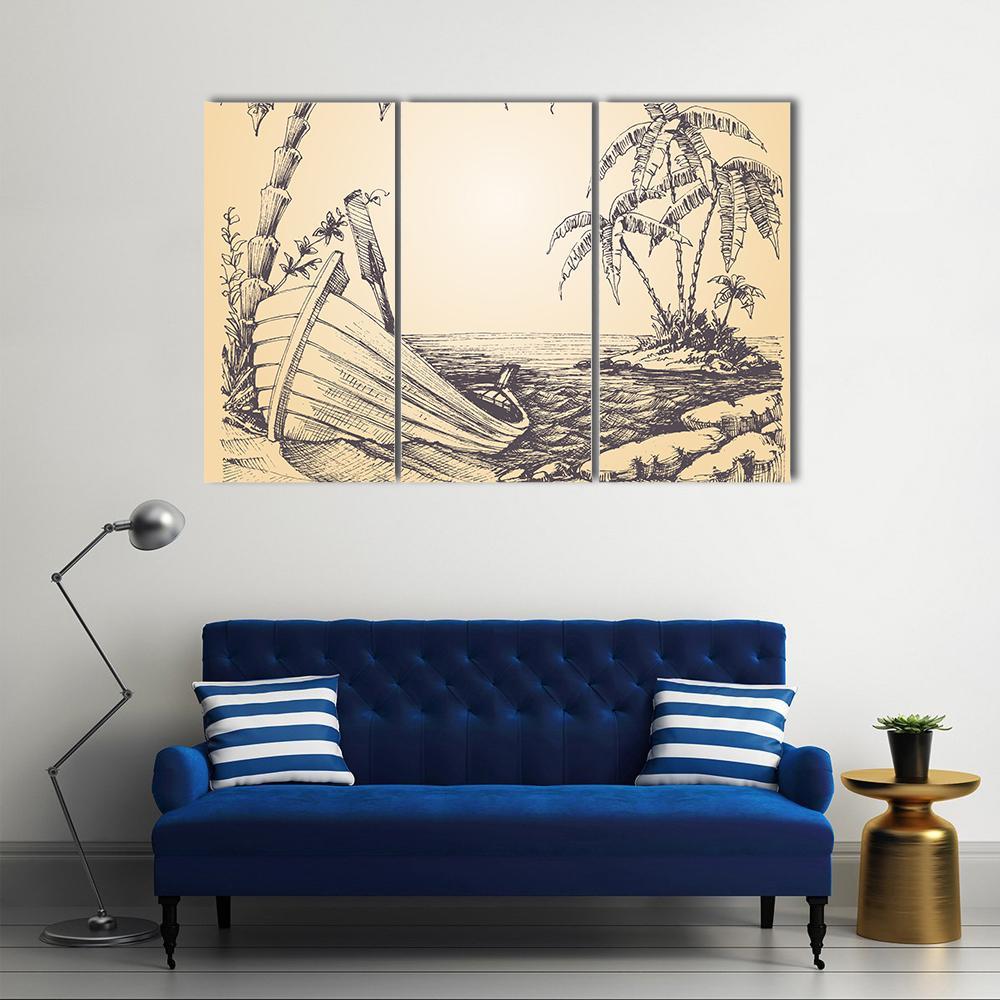 Tropical Island Canvas Wall Art-3 Horizontal-Gallery Wrap-37&quot; x 24&quot;-Tiaracle