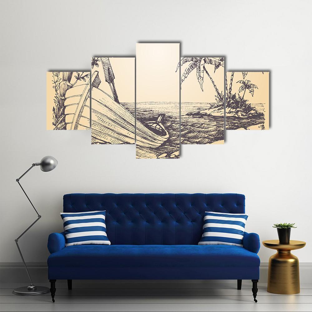Tropical Island Canvas Wall Art-1 Piece-Gallery Wrap-48" x 32"-Tiaracle