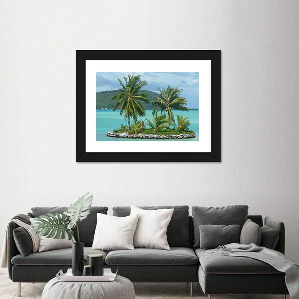 Tropical Island Near To Bora Bora Canvas Wall Art-1 Piece-Framed Print-20" x 16"-Tiaracle