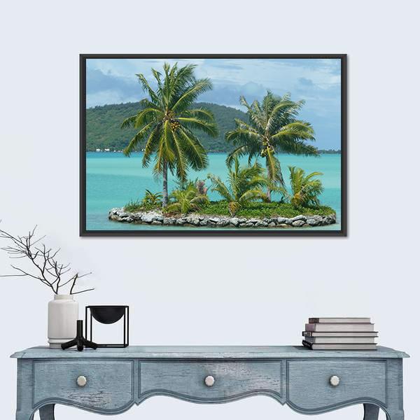 Tropical Island Near To Bora Bora Canvas Wall Art-3 Horizontal-Gallery Wrap-25&quot; x 16&quot;-Tiaracle