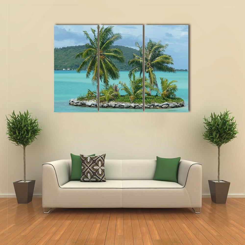 Tropical Island Near To Bora Bora Canvas Wall Art-3 Horizontal-Gallery Wrap-37" x 24"-Tiaracle