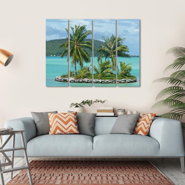 Tropical Island Near To Bora Bora Canvas Wall Art-4 Horizontal-Gallery Wrap-34" x 24"-Tiaracle