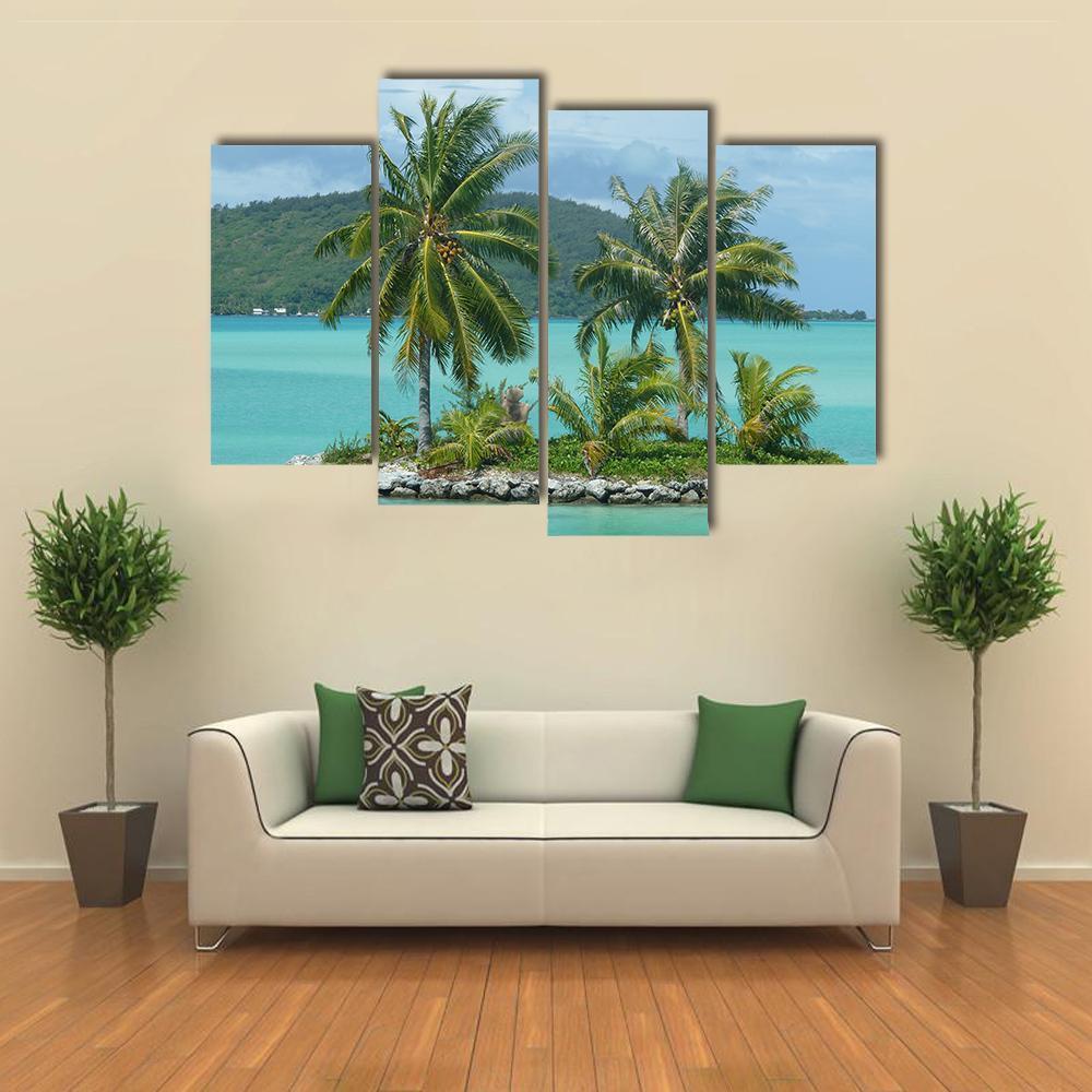Tropical Island Near To Bora Bora Canvas Wall Art-4 Pop-Gallery Wrap-50&quot; x 32&quot;-Tiaracle