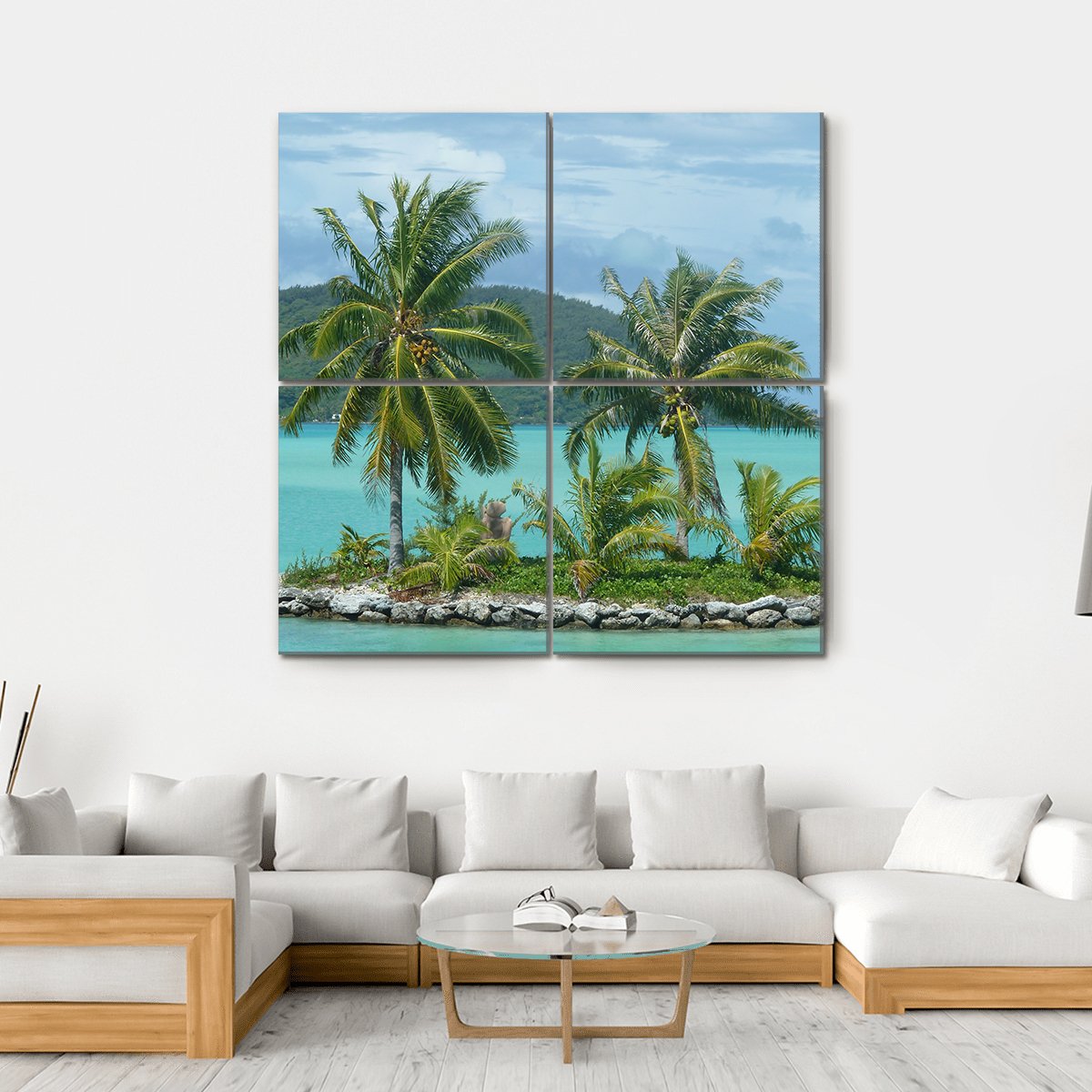 Tropical Island Near To Bora Bora Canvas Wall Art-4 Square-Gallery Wrap-17" x 17"-Tiaracle