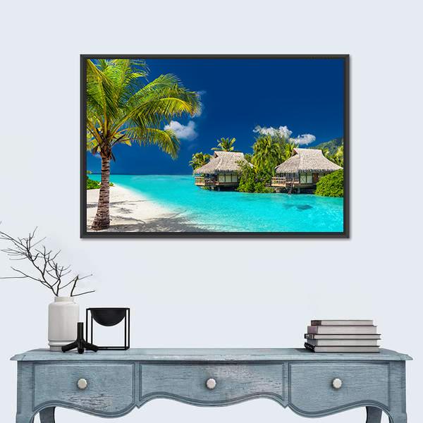 Tropical Island Of Bora Bora Panoramic Canvas Wall Art-1 Piece-36" x 12"-Tiaracle