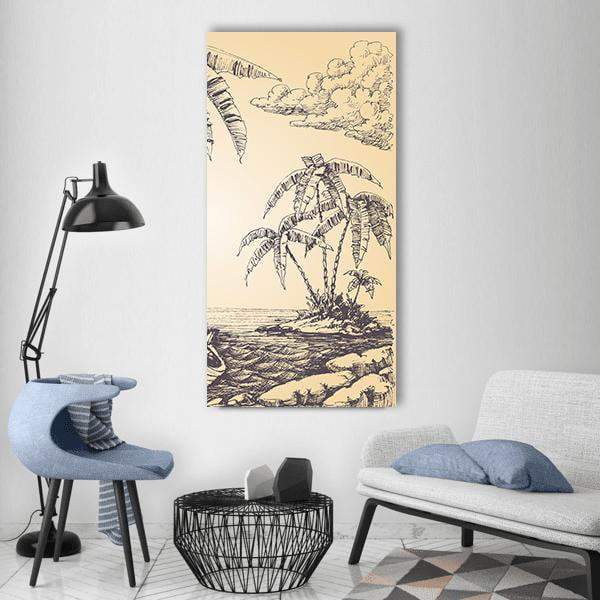 Tropical Island Vertical Canvas Wall Art-1 Vertical-Gallery Wrap-12" x 24"-Tiaracle