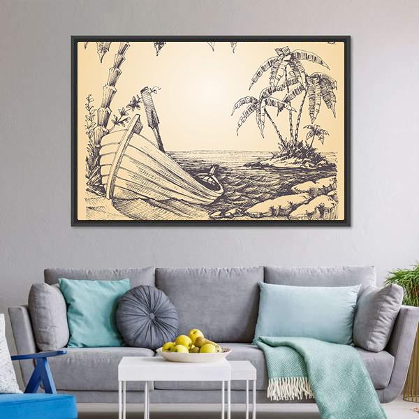 Tropical Island Vertical Canvas Wall Art-3 Vertical-Gallery Wrap-12" x 25"-Tiaracle