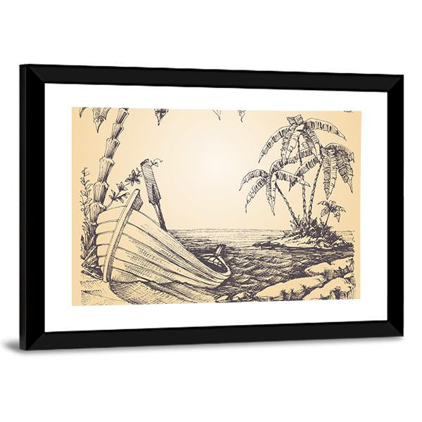 Tropical Island Vertical Canvas Wall Art-3 Vertical-Gallery Wrap-12" x 25"-Tiaracle