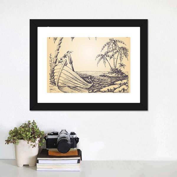 Tropical Island Vertical Canvas Wall Art-3 Vertical-Gallery Wrap-12" x 25"-Tiaracle