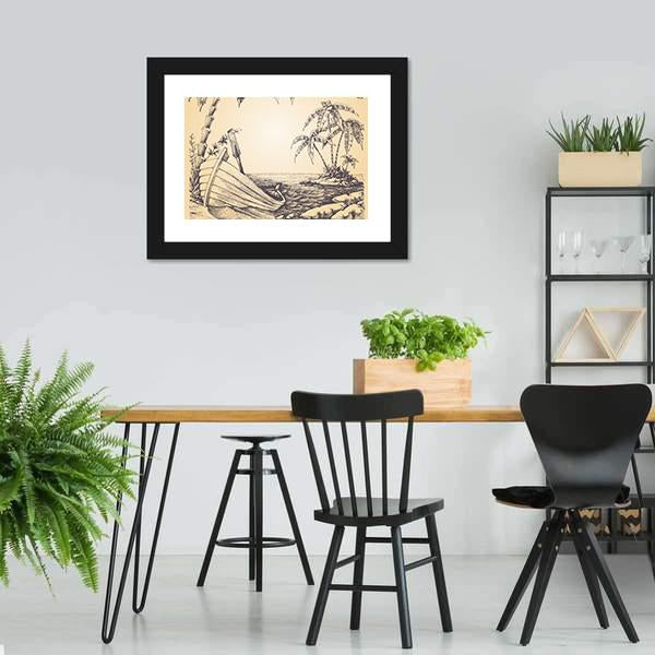 Tropical Island Vertical Canvas Wall Art-3 Vertical-Gallery Wrap-12" x 25"-Tiaracle