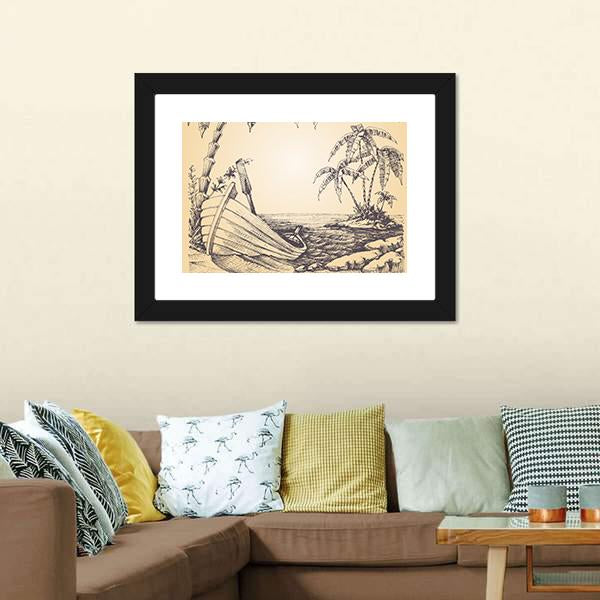 Tropical Island Vertical Canvas Wall Art-3 Vertical-Gallery Wrap-12" x 25"-Tiaracle