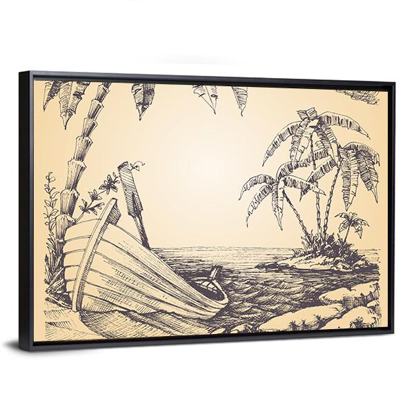 Tropical Island Vertical Canvas Wall Art-3 Vertical-Gallery Wrap-12" x 25"-Tiaracle