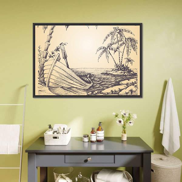 Tropical Island Vertical Canvas Wall Art-3 Vertical-Gallery Wrap-12" x 25"-Tiaracle