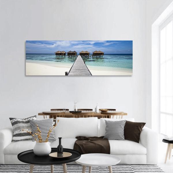 Tropical Island With White Sand Beach Panoramic Canvas Wall Art-1 Piece-36" x 12"-Tiaracle