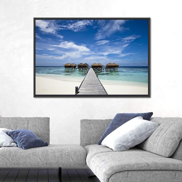 Tropical Island With White Sand Beach Panoramic Canvas Wall Art-1 Piece-36" x 12"-Tiaracle