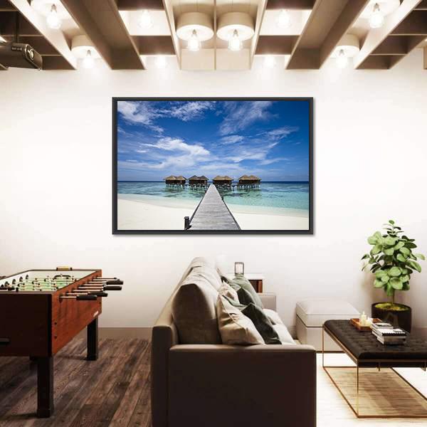 Tropical Island With White Sand Beach Panoramic Canvas Wall Art-1 Piece-36" x 12"-Tiaracle